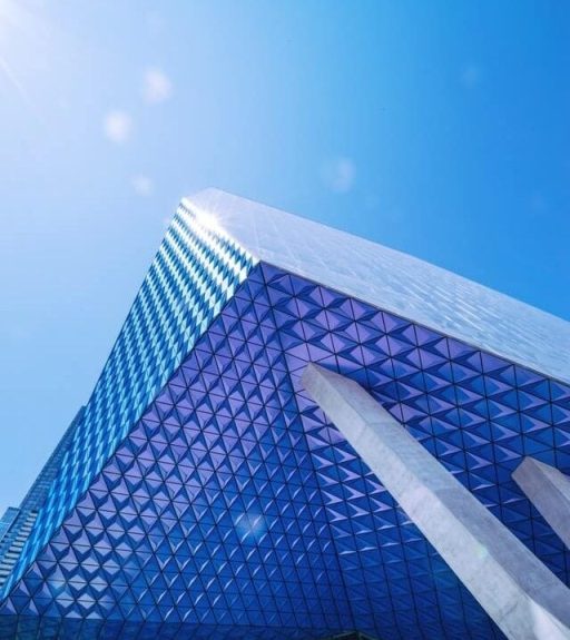 Artistic blue pyramid